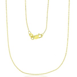 14K Yellow Gold 0.90mm Diamond Cut Rolo Cable Chain with Lobster Claw Clasp | 18" Necklace | Italian Gold Necklaces | Gold Rolo Cable Necklaces for Men and Women