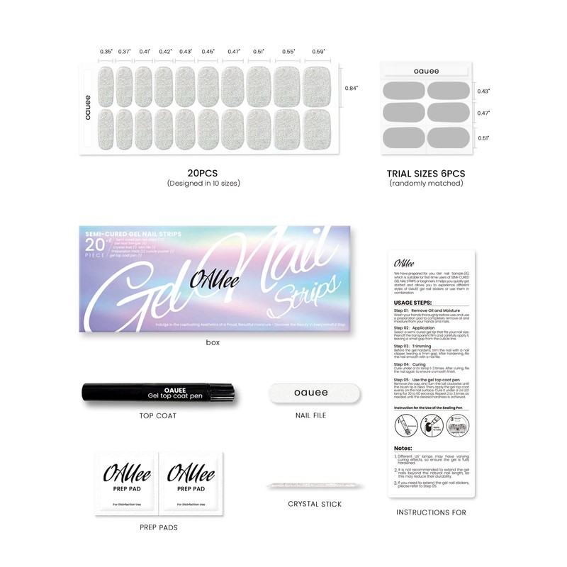 Semi Cured Gel Nail Strips | Built-In Gel Top Coat