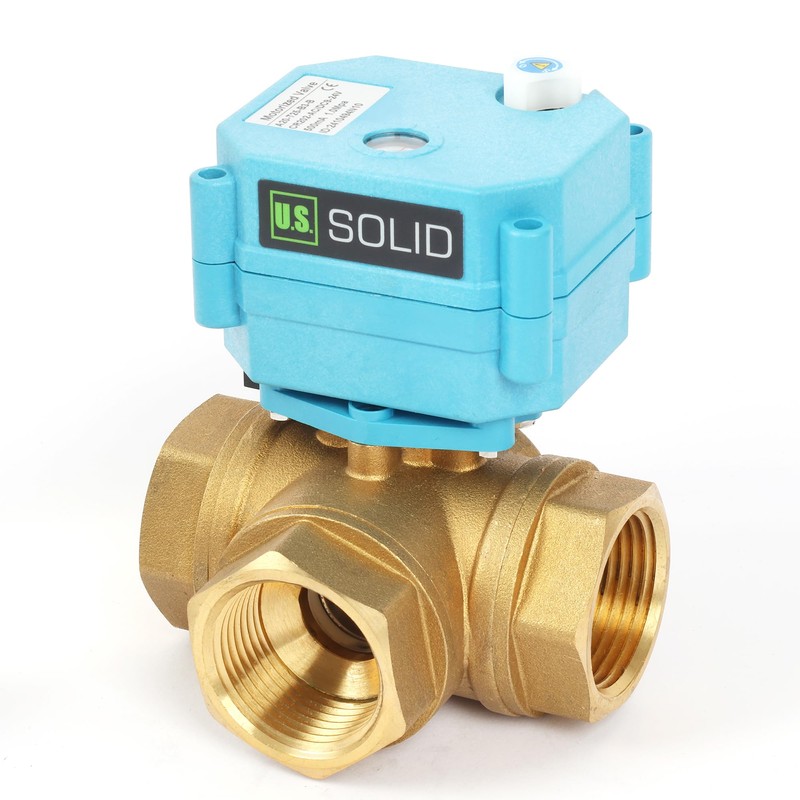 U.S. Solid 1" 3 Way Stainless Steel Motorized Ball Valve
