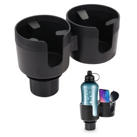 JINKEY Dual Cup Holder Expander for Car, 2 in 1 Multifunctional Large Car Cup Holder Expander Adapter with expanded 2.69"- 3.94" Adjustable Base for Bottles Cups Drinks Snack Organizer Holder