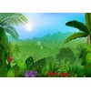 Loccor 9x6ft Fabric Cartoon Rainforest Backdrop Jungle Green Tropical Leaves