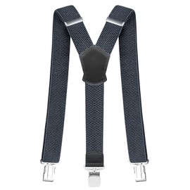 Pejoye Braces for Men Wide 4 cm Y-Shaped with Extra Strong Metal Clips Durable Elastic Adjustable One Size for Men and Women, 3 clips dark grey