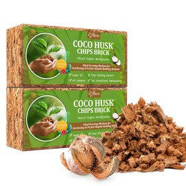 Riare 2 Pack Coco Chips Substrate for Plants- 2.2lb 100% Organic Coconut Husk Brick with Low EC and pH Balanced, High Expansion Coconut Substrate Coco Husk Mulch for Garden Flowers, Herbs, Planting