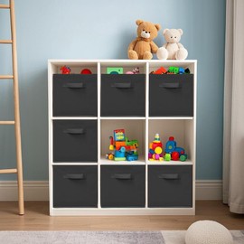 Easi Storage Cubes, 11 Inch Storage Bins, Set of 3, Foldable Fabric Cube Storage Organizer With Handles, Closet Cube Storage Bins, Collapsible Cubby Storage Organizer for Shelves,Offices, Black