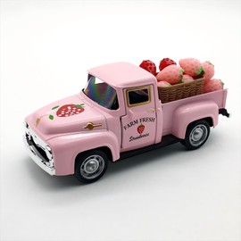 YimiBloss - Mini decoración vintage para camioneta de granja con fresas, metal fundido a troquel, bandeja escalonada de granja Happy Spring Farm para decoración de hogar, cocina, mesa