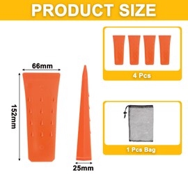 QUARKZMAN Plastic Felling Wedge Pack of 4 ABS Plastic Forestry Wedge 152 mm Splitting Wedge for Wood Plastic Wedges Felling Wedge with Bag for Impact Wrench Felling Wedges Forest Accessories Forest