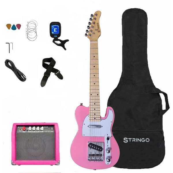 Pink 30 Inch Kids Electric Guitar Beginner Kit, Tele Style,Set