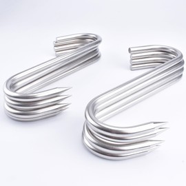 HONSHEN Meat Hook, 10mm 8Inch Heavy Duty S-Hooks Stainless Steel Meat Processing Butcher Hooks,8Pack