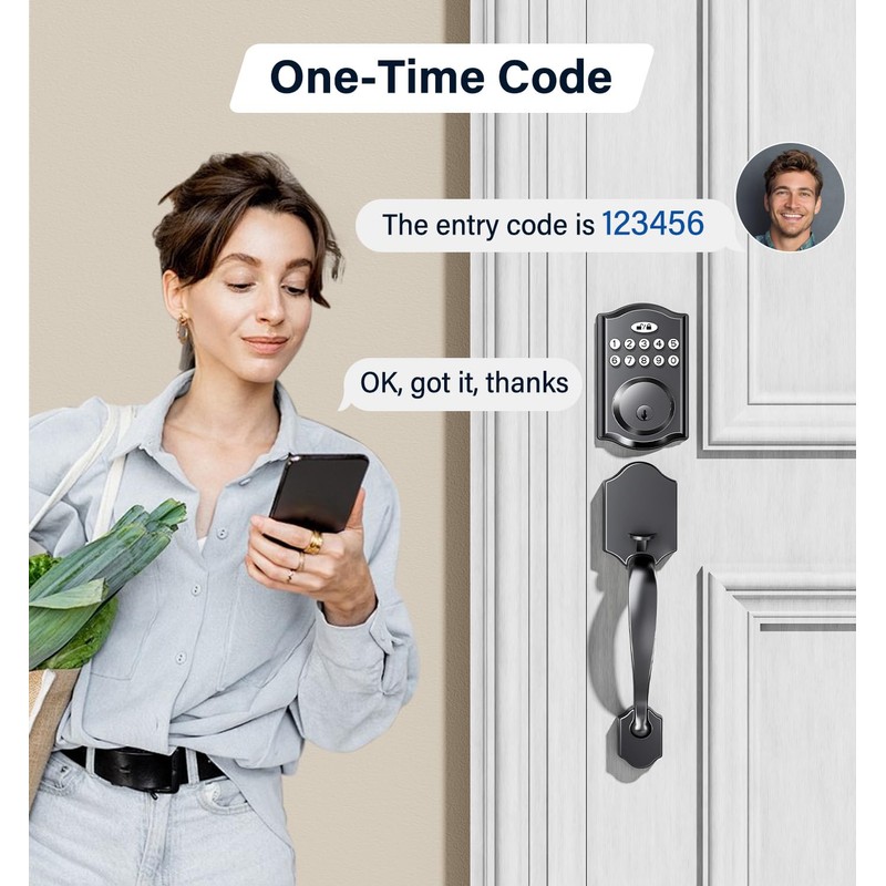 zafano Door Lock with 2 Lever Handles - Keyless Entry