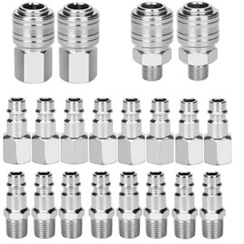 20PCS Euro Air Line Hose 1/4'' Quick Release Fitting Set BSP Male Female