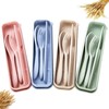 4 Sets Wheat Straw Cutlery,Portable Travel Spoon Fork Knife,Reusable Eco-Friendly