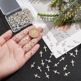 UNICRAFTALE 100Pcs Cross Charms Stainless Steel Charms Cross Pendants Easter Charms Metal Pendants Punk Charms for Jewelry Making Crafting Accessory for DIY Necklace Bracelet Earrings