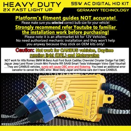 55W Heavy Duty HID Xenon Replacement Bulbs Bundle with AC Digital HID Fast Bright Replacement Ballast for 12V Vehicles (6000K Daylight White, H7)