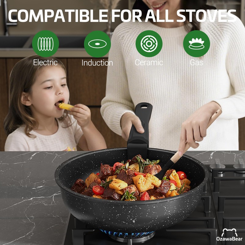 OzawaBear 26 Pcs Pots and Pans Set Non Stick, Ceramic