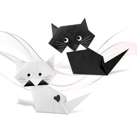 Ursus 22905599F Origami Paper Duo "Black & White", 100 Sheets 80 g/m², Size 15 x 15 cm, Coloured Folding Paper on Both Sides in Black and White, Includes Folding Instructions