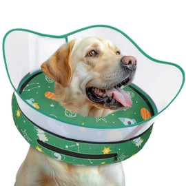 Toptakeit Raised Inflatable Dog Collar Dog Cone 03-Green-XL