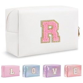 Bhyzdi Birthday Gifts for Women Wife, Travel Makeup Bag Chenille Letter Pouch Cosmetic Bag, Makeup Travel Organizer, Monogrammed Bridesmaid Gifts for Women, Cute Stuff for Teen Girls