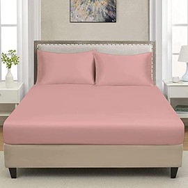 Extra Deep Luxuary Fitted Sheet 25cm Mattress Sheets 50% Cotton 50% Polyester By JRI® (King, Baby Pink)