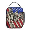 Dirt Bike Motocross American Flag Lunch Box Insulated Leakproof Waterproof