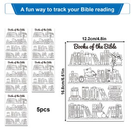 5pcs Books of The Bible Tracker Sticker, Christian Bible Bookshelf Sticker Funny Bibles Reading Tracker Dashboard Stickers Gifts for Bibles Organization Scripture Study Tracking