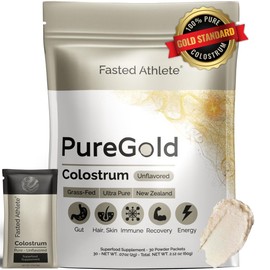 Fasted Athlete Fasted Athlete - PureGold Colostrum | Premium Grass Fed | Supports Gut Health, Skin & Hair, Muscle Recovery, Bloating, Immunity | Colostrum Supplement Powder | Unflavored, 30 Serving Packets