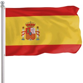 FLGCLUB Spain Spanish Flag 3x5 Ft Outdoor, Vibrant Color Fade Resistant Spain Flags Polyster Double Stitched, Spanish National Flag Canvas Header and Brass Grommets