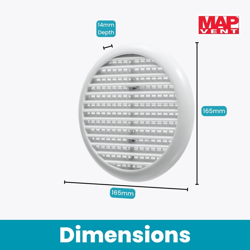 Map Louvre Air Vent Cover for Openings 80-152mm, Integral Flyscreen