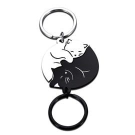 GGOJAGST Stocking Stuffer for Adults Women Men Cat Gifts for Cat Mom Dad Black Cat Keychain Gifts from Girlfriend Black Cat Decor Anniversary Matching Couples Stuff White Elephants Gifts for Adults