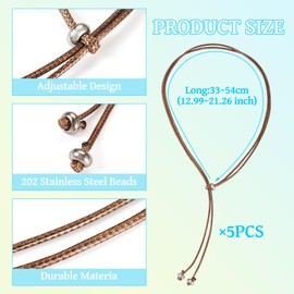 Beadthoven - Collar de cuerda ajustable para hombres y mujeres, collar de doble nudo ajustable, cadena de cuerda con anillo de metal para colgar colgante, joyería y suministros de collar, Mediano