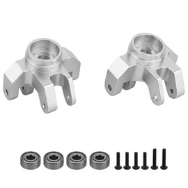Pothyes Aluminium Front Steering Knuckles Block with Bearing for Losi 1/18 Mini LMT 4X4 Brushed Monster Truck RTR-LOS01026 Upgrades Part (Silver)