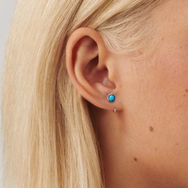 Huggie Earrings 925 Sterling Silver Synthetic Blue Opal Huggie Earrings for Women Ear Hugger Hoops Tiny Open Hoop Earrings