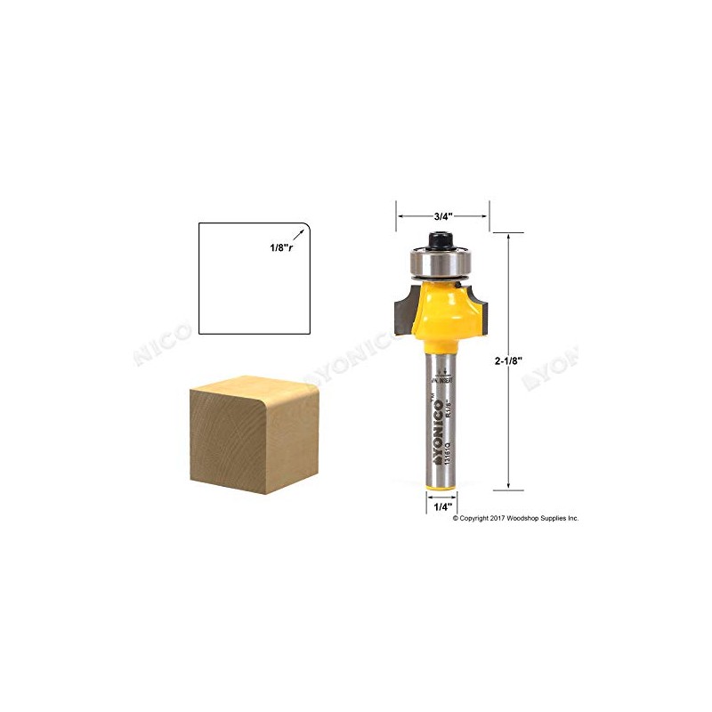 YONICO 13161q 1/8-Inch Radius Round Over Edge Forming Router Bit