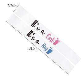 GDTO8820 CoolerthingsDG, 2pcs white, it's a Girl sash, it's a Boy sash, gender reveal sash for mom and dad, mommy to be, daddy to be sashes, sashes for baby shower, mom to be sash (2pcs)