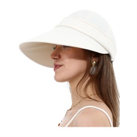La Carrie Women Sun Hats Detachable Wide Brim UV Protection UPF 50+ Summer Beach Visor for Outdoor Sports(Beige)