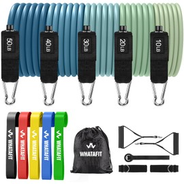 WHATAFIT Resistance Bands, Exercise Bands，Resistance Bands for Working Out, Work Out Bands with Handles for Men and Women Fitness, Strength Training Home Gym Equipment