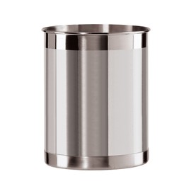OGGI Stainless Steel Utensil Holder - 5" Diameter, Utensil Caddy, Weighted Base for Stability - Larger-Sized Utensil Crock and Countertop Utensil Organizer, Stainless Steel