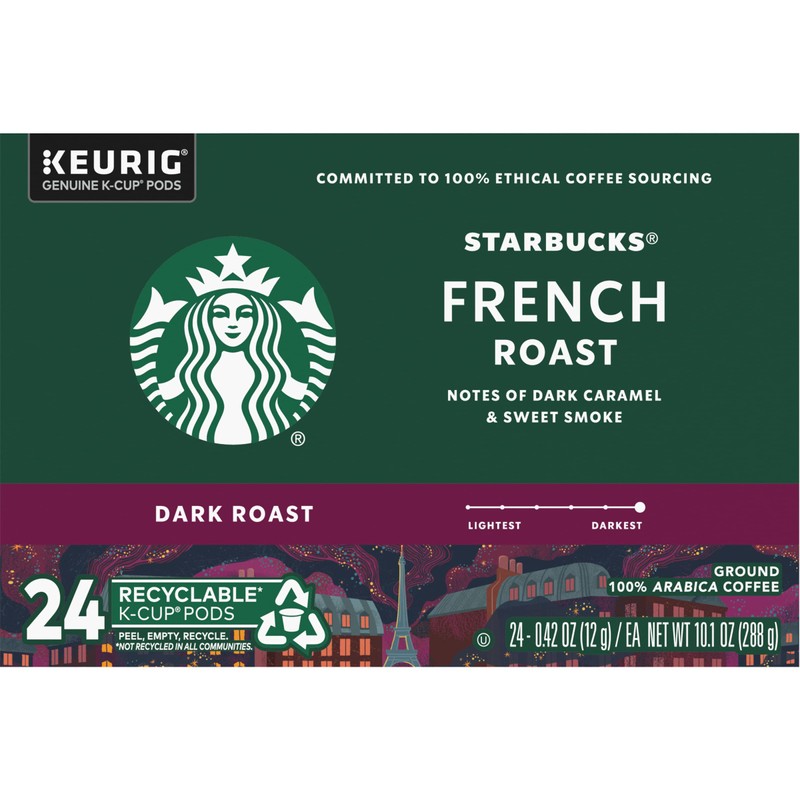 Starbucks Coffee K-Cup Pods, French Roast, Dark Roast Coffee, Notes
