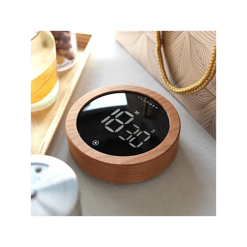 "DIGITAL DIAL TIMER" LED Lighted Wood Dial Timer Kitchen Timer