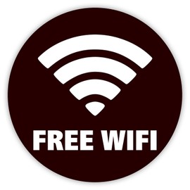 HouseholdBasics 4 x Stickers "Free WiFi" Round (Diameter 95 mm)