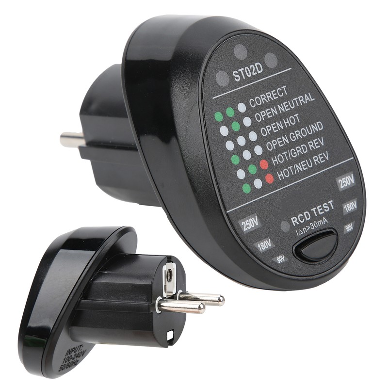 ST02D Electric Socket Tester Circuit Polarity Detector Mains Fault Checker