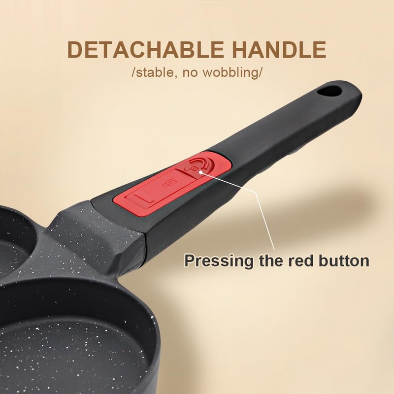 Bobikuke Fried Egg Pan with Removable Handle, Pancake Pan Induction