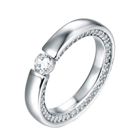 Sternvoll® Women's Ring 925 Sterling Silver Rhodium Placed with Zirconia Simple Engagement Ring, rhodium