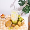 32oz Ribbed Glass Cup with Handle Bamboo Lid and Straw,