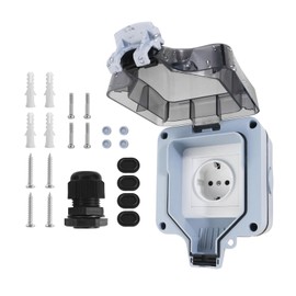 Outdoor Outdoor Socket Waterproof IP66 Socket 1-Way with Hinged Lid - Lockable Outdoor Socket for Garden, Kitchen, Garage and Outdoor Laundry