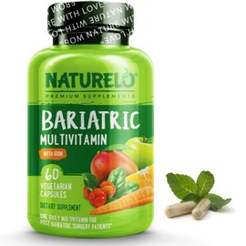 NATURELO Bariatric Multivitamin - One Daily with Iron - Supplement for Post Gastric Bypass Surgery Patients - Natural Whole Food Nutrition - 120 Veggie Capsules