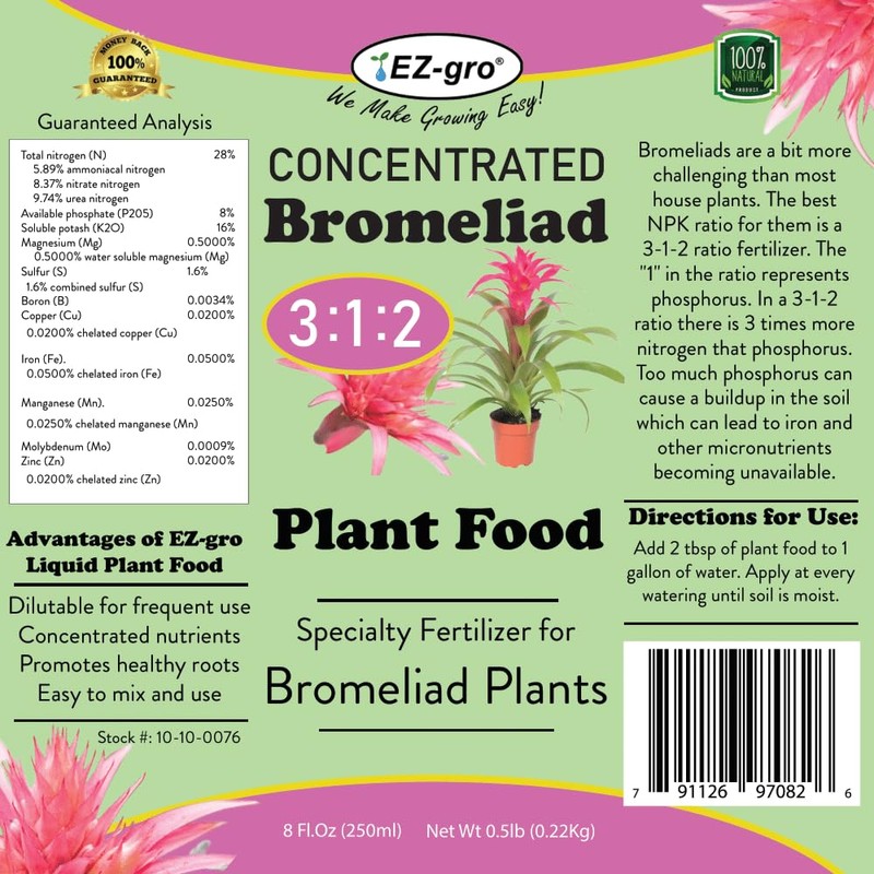 Professional Liquid Bromeliad Fertilizer by EZ-gro | 3:1:2 Ratio of