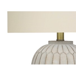 Monarch Specialties 9720 LightingTable Lamp, Cream Resin, Ivory Shade, Transitional Lighting-24 H Table, 14.5" L x 14.5" W x 24" H
