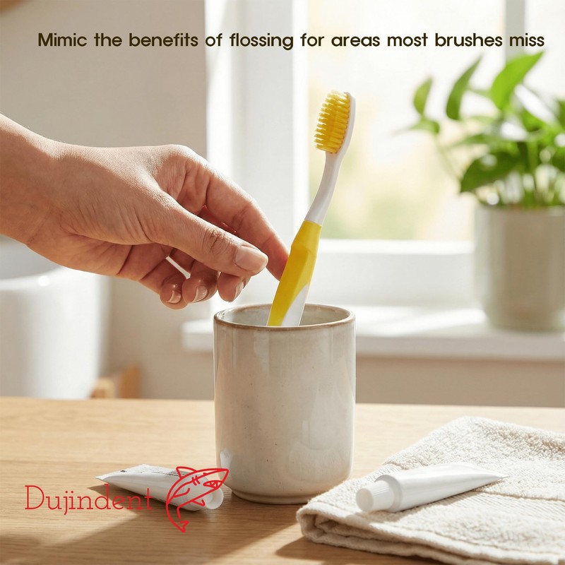DUJINDENT Dolphin Gold Extra Soft Toothbrush Manual Long Flossing Bristle,
