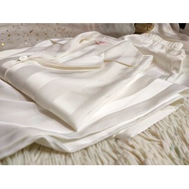 Mens Silk Satin Pajamas Set Sleepwear Loungewear White 3XL