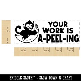 Your Work is A-Peel-ing Appealing Banana Teacher Student School Self-Inking Rubber Stamp Ink Stamper - 2-3/4 Inch Large - Sky Blue Ink